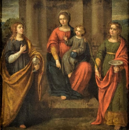 Sacred Conversation - Lombard school, late of the 16th century - Paintings & Drawings Style Renaissance